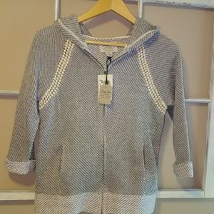 SALE Lucky Lotus Knit Hoodie Grey White Jacket